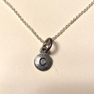 Tiny Initial Letter C Charm Necklace